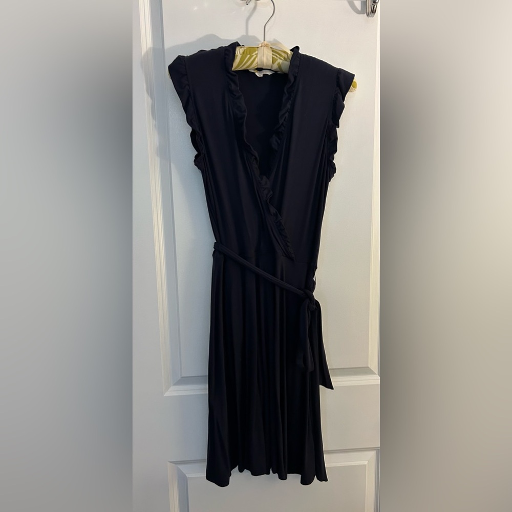Boden size 8 Ruffle fixed wrap Navy dress